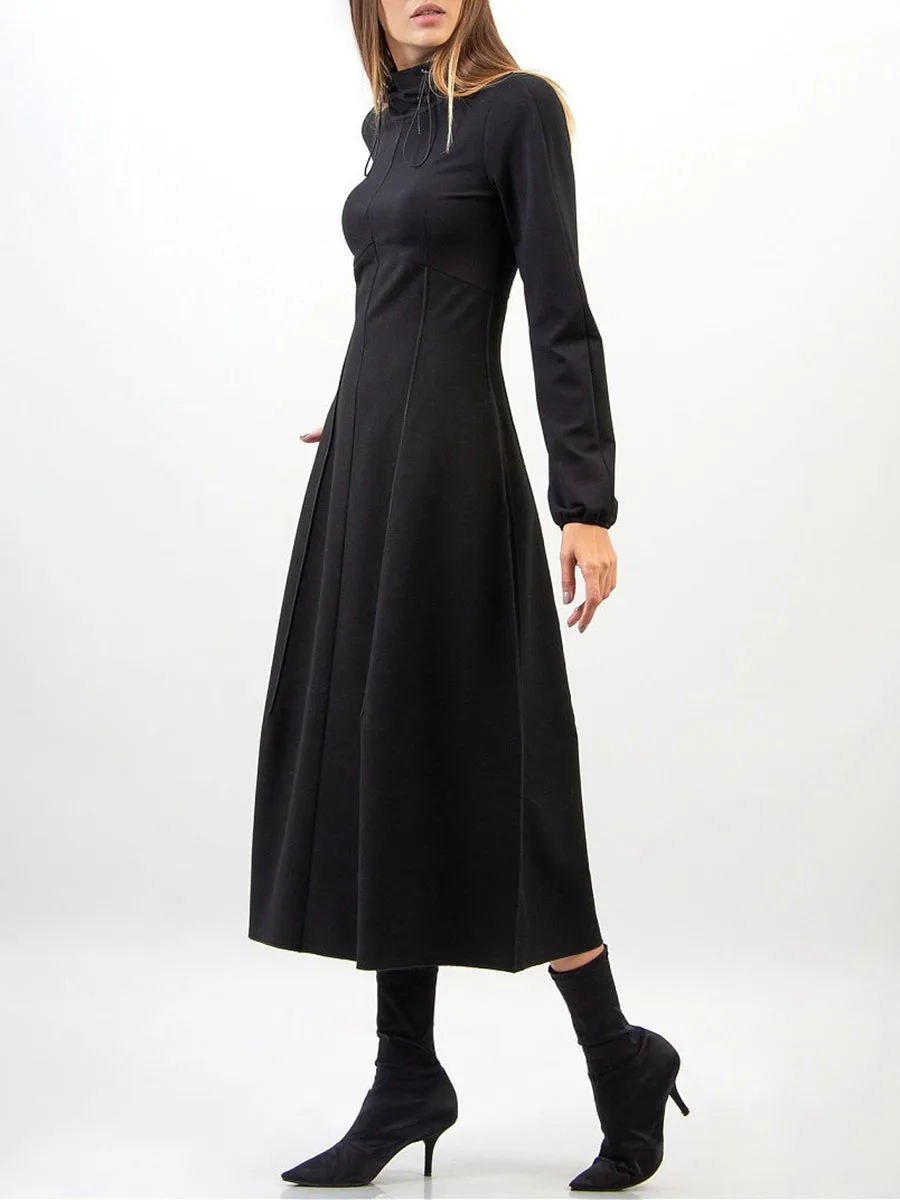 Elegant High Neck Long Sleeve Dress