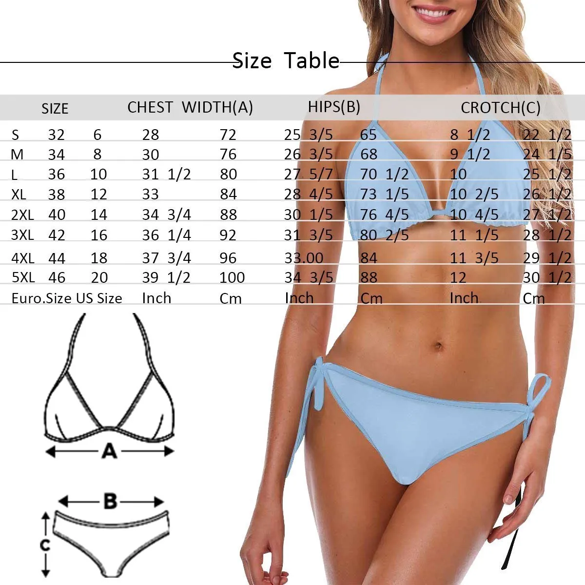 Face Printed on Swimsuit Bikini Women's Sexy Back & Front Close Bikini Gift For Her - Avocado