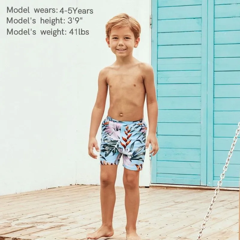 Family Matching Swimsuit Floral Leaf Swim Trunks One Piece Swimsuit
