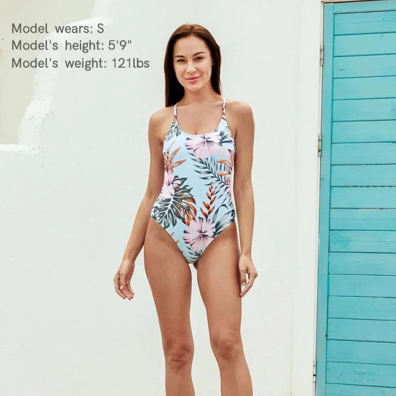 Family Matching Swimsuit Floral Leaf Swim Trunks One Piece Swimsuit