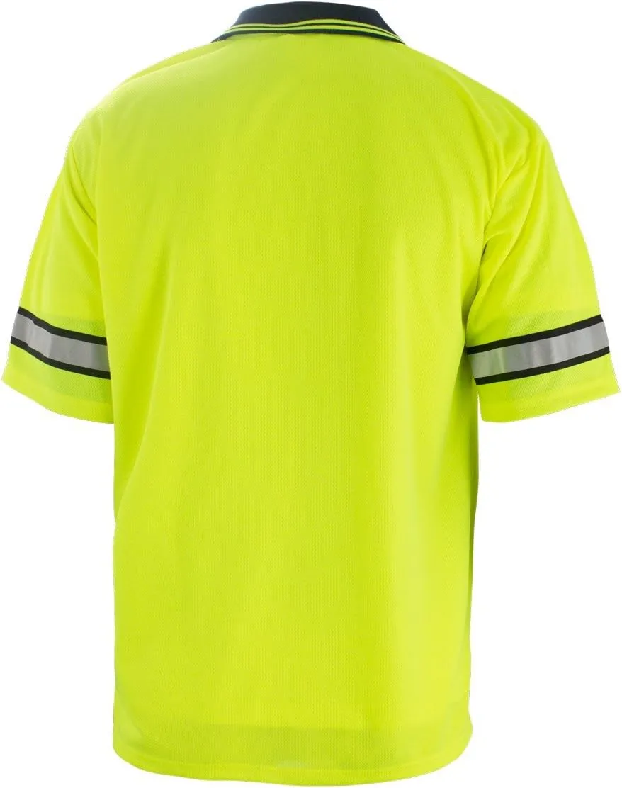 First Class Men's High Visibility Regular Fit Security and Plain Polo Shirt with Reflective Stripes Yellow/Lime ANSI