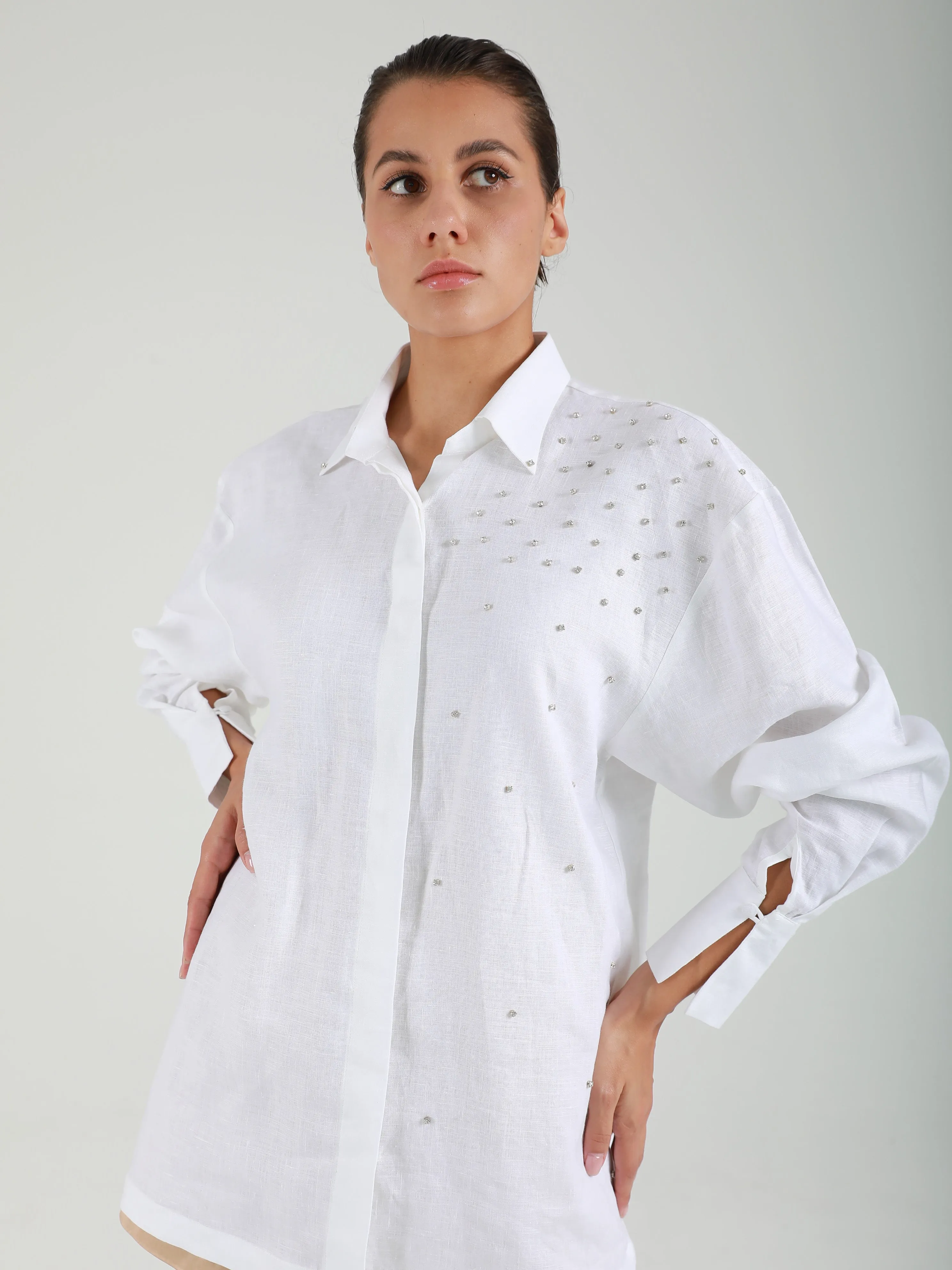Flock Crystal Embellished Oversized Shirt