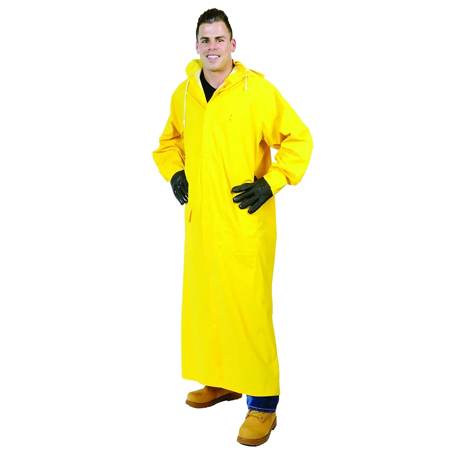 Galeton 12560-XXL-YW Repel Rainwear 0.35 mm PVC 60" Raincoat for More Coverage, 2XL, Yellow