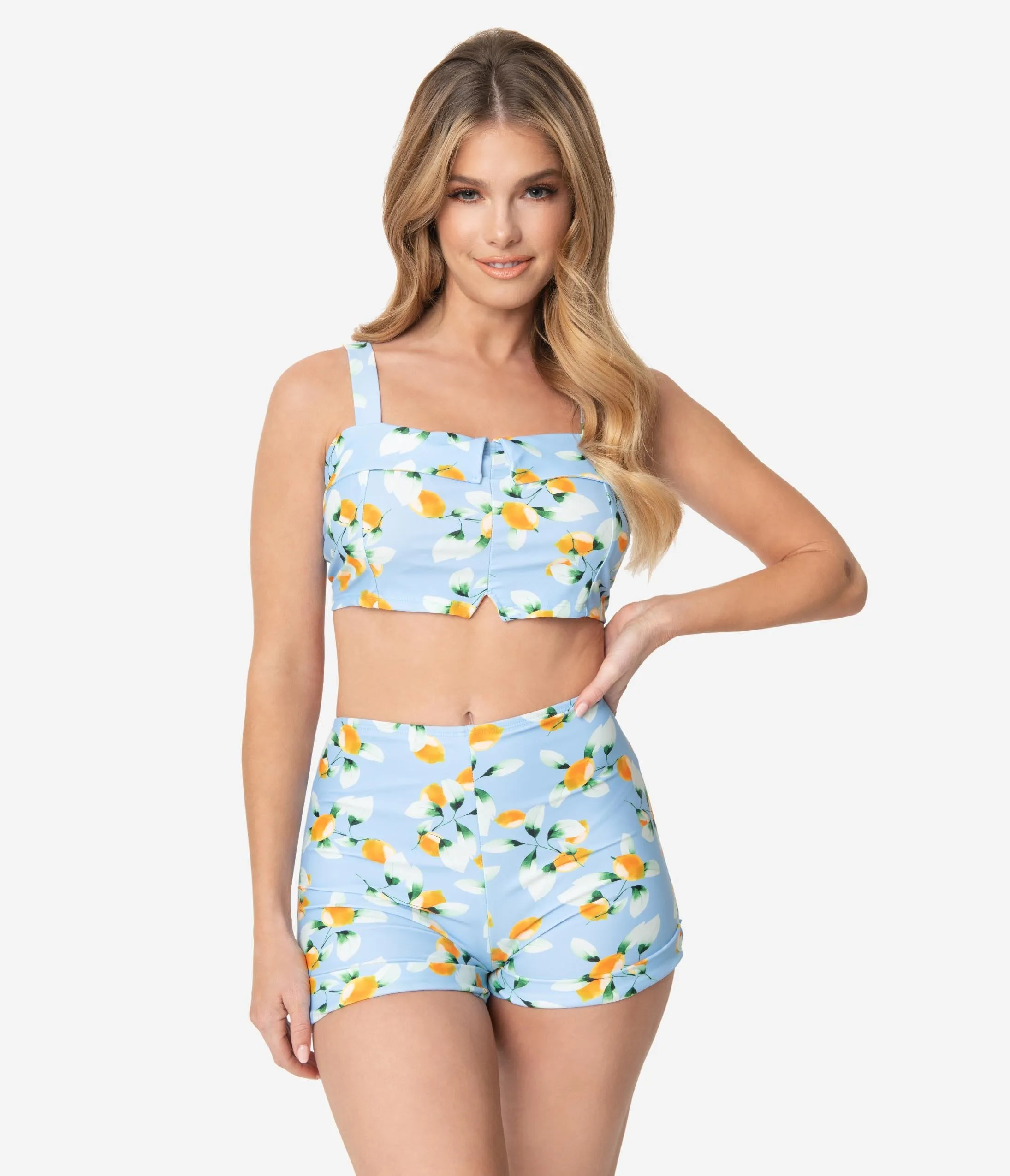 Girl Howdy Retro January Apricots Swim Crop Top