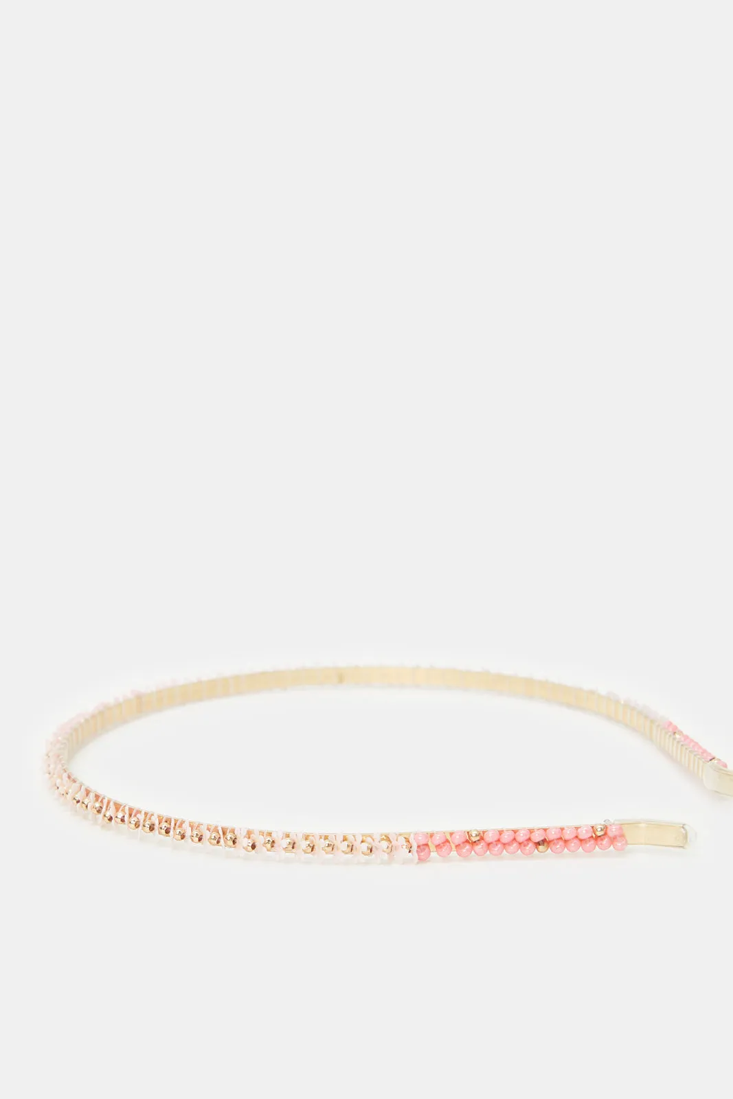 Girls Pink And White Beads Headband