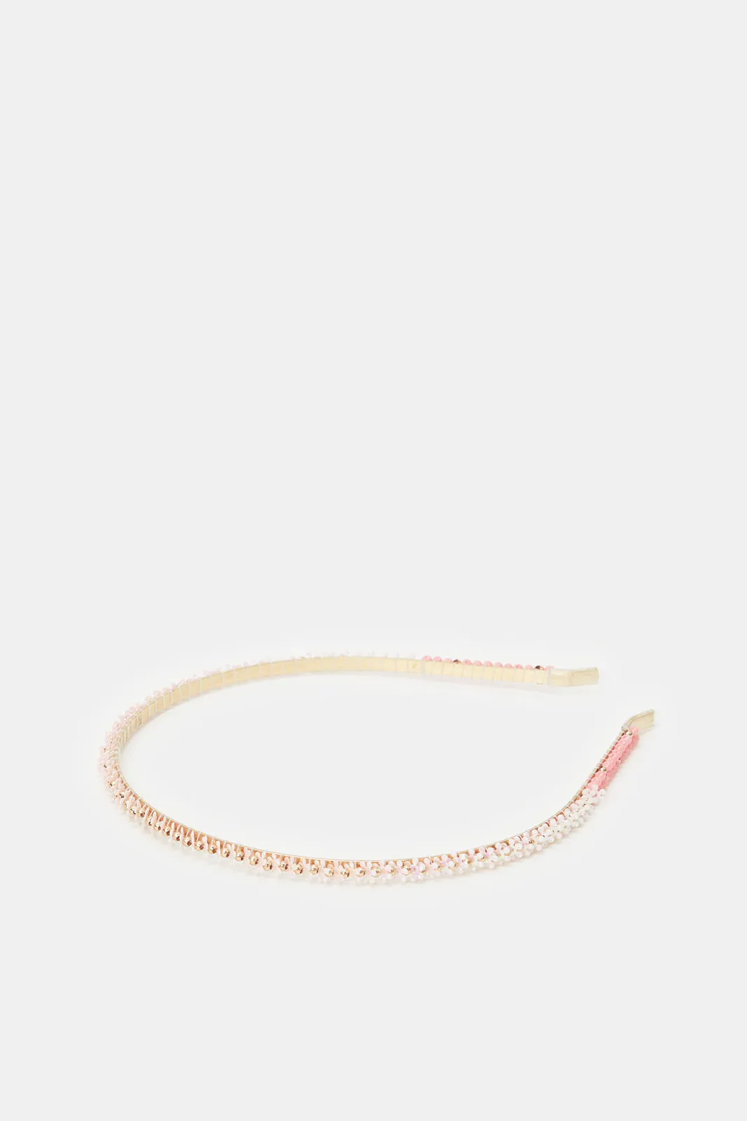 Girls Pink And White Beads Headband