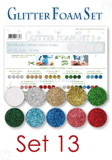Glitter Foam Set 13, 10 Sheets A4 Different Colours