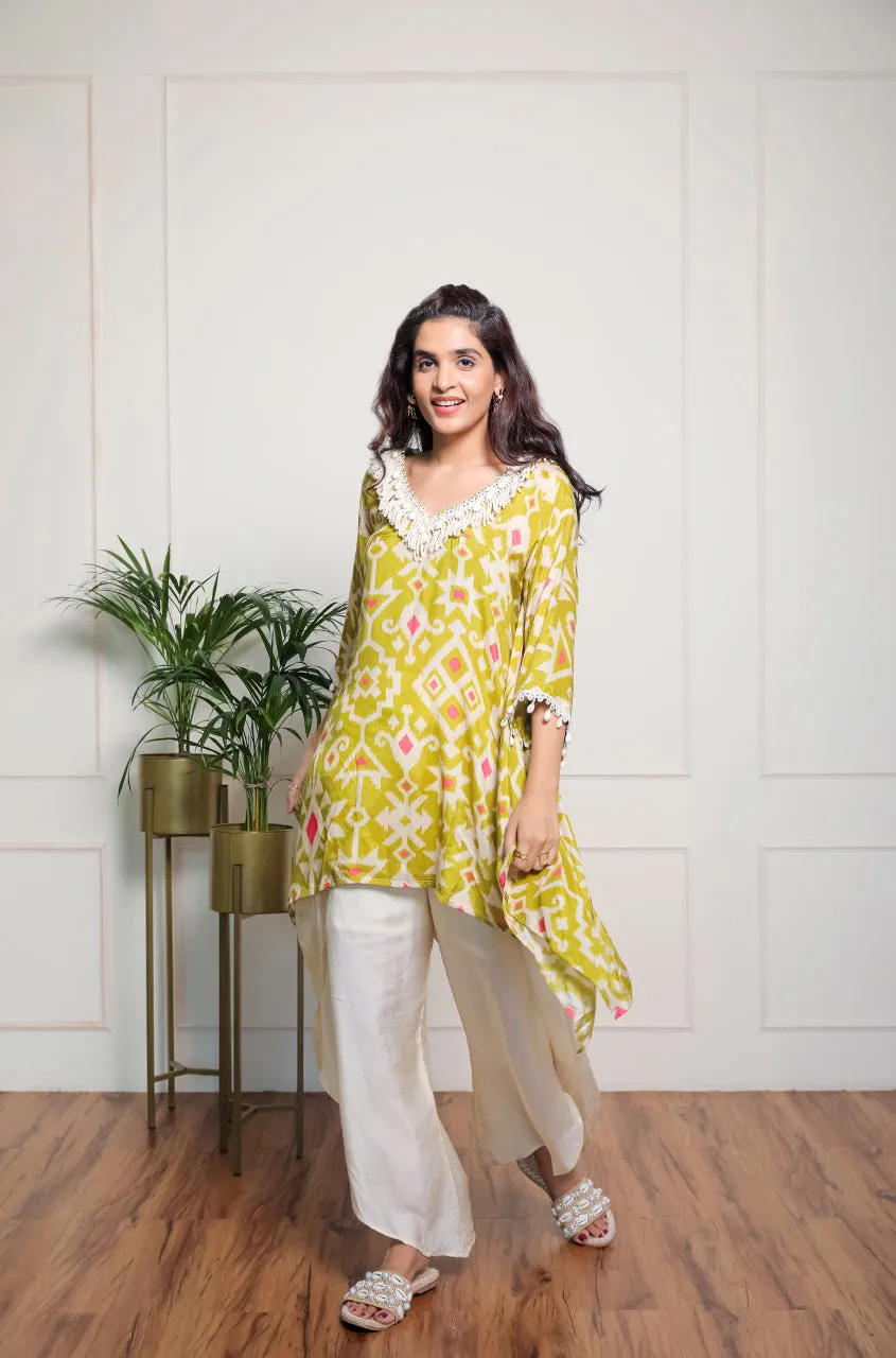 Green Geometric Printed Two Piece Set