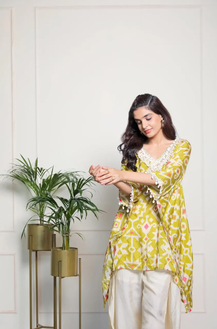 Green Geometric Printed Two Piece Set