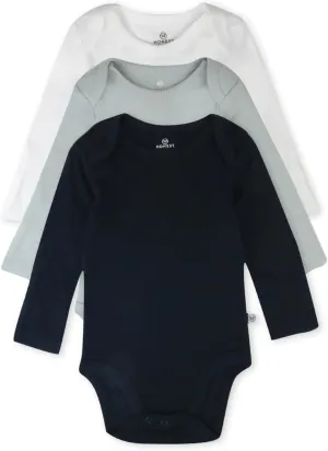 HonestBaby Baby 3-Pack Long Sleeve Bodysuits One-piece Organic Cotton for Infants