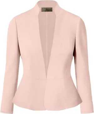 Hybrid & Company Women's Casual Work Office Elegant Open Front Premium Nylon Blazer Jacket