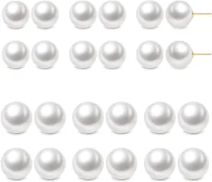 Hypoallergenic Pearl Earrings for Women 8-10 mm White Big Pearl Stud Earrings Set Nickel Free 12 Pairs Fake Pearls Earring Jewelry Gift for Bridal Wedding Christmas