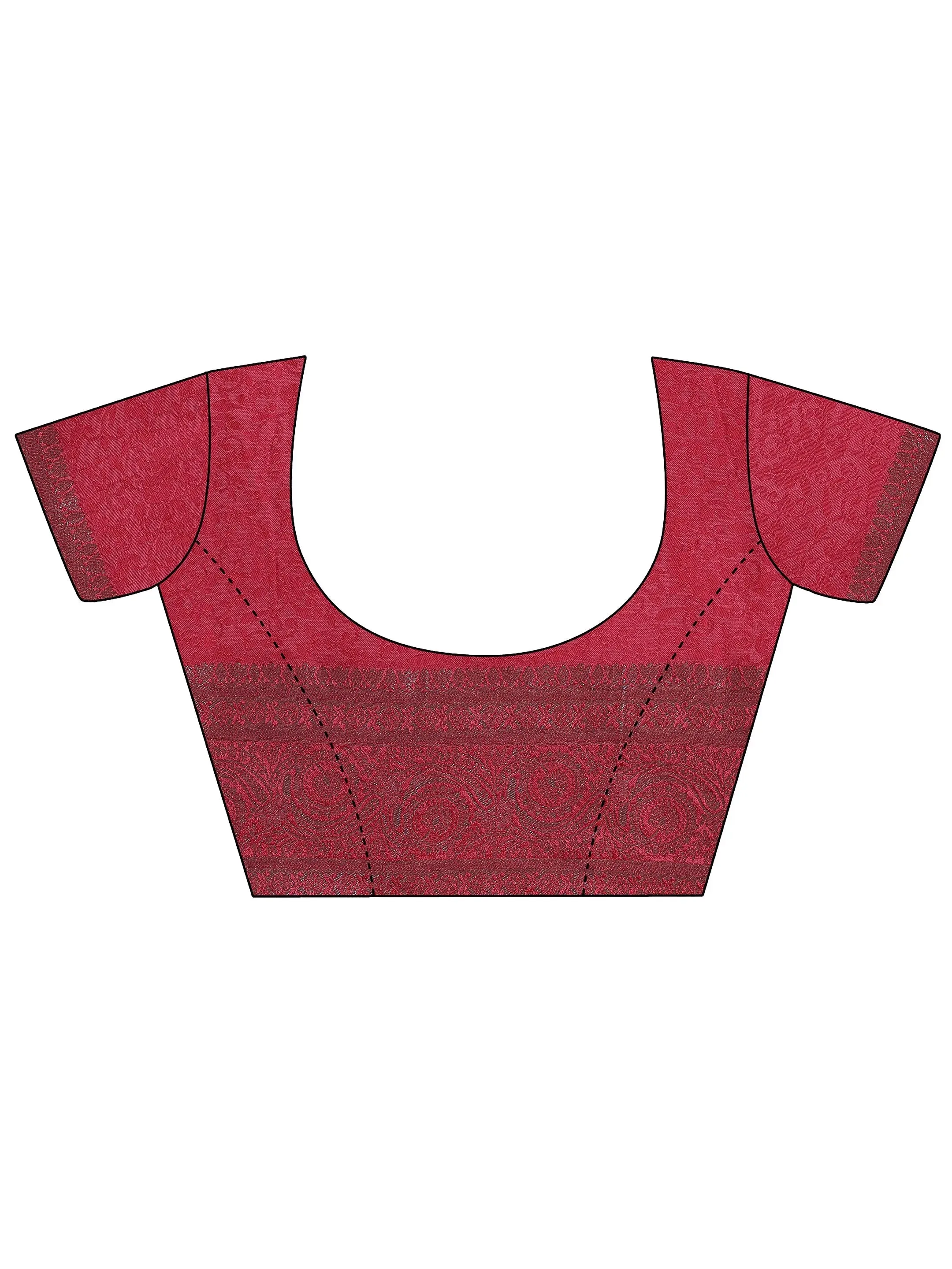 Jashvi Art Red Printed Satin Saree With Unstitched  Blouse Piece