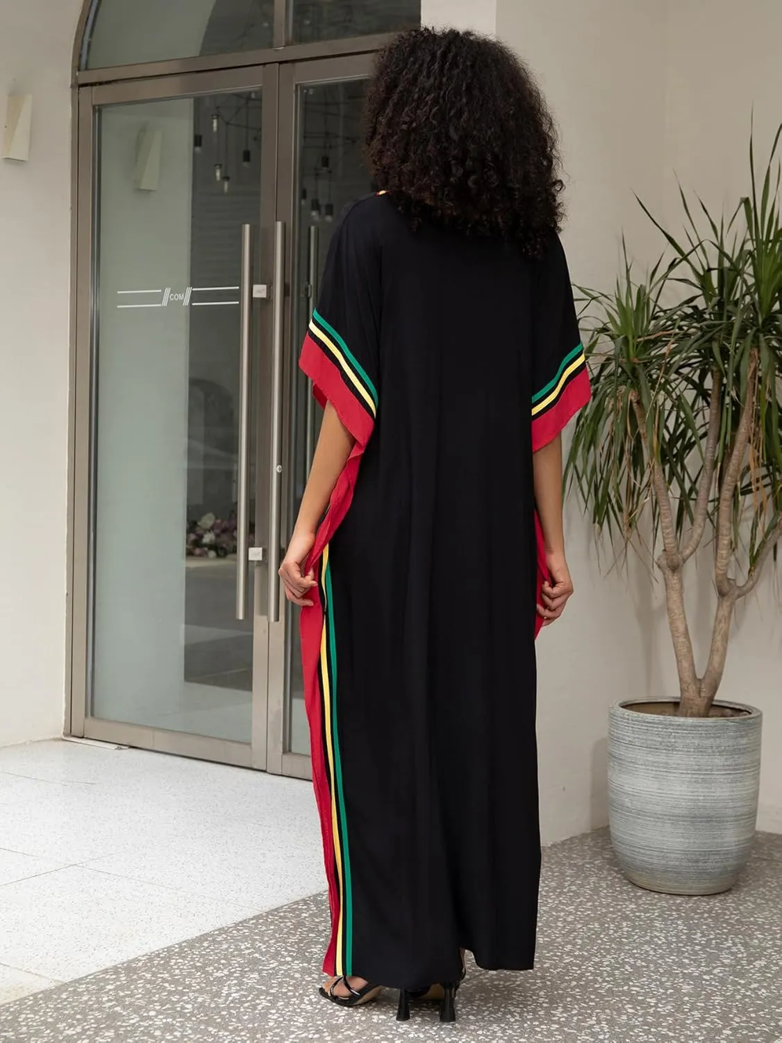 Kaftan Dresses for Women V-Neck Print Swimsuit Cover Up Plus Size Beach Caftan Lounge Dress