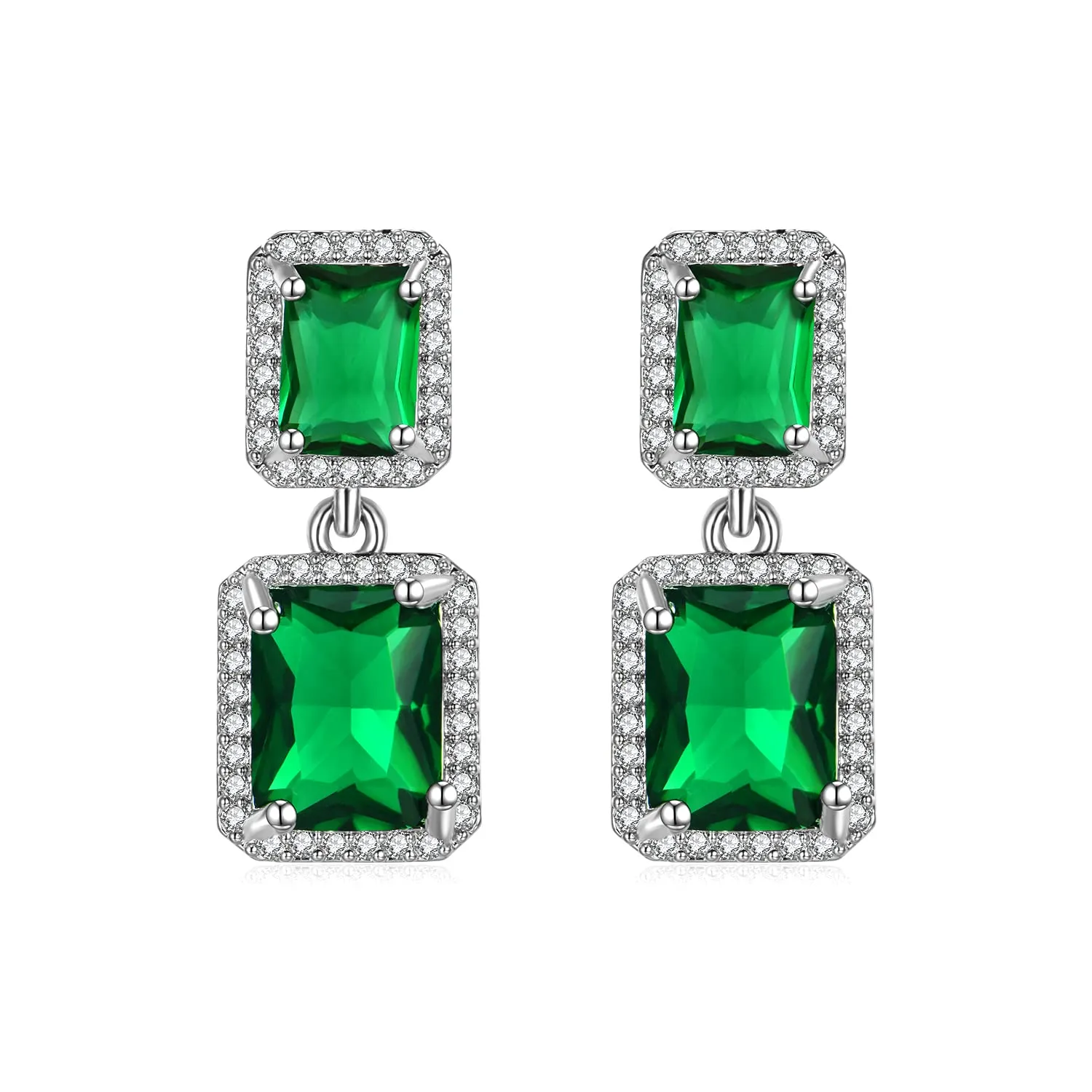 Kairangi Crystal Drop Earrings for Women Elegant Silver Plated Green Crystal Drop Earrings for Women and Girls