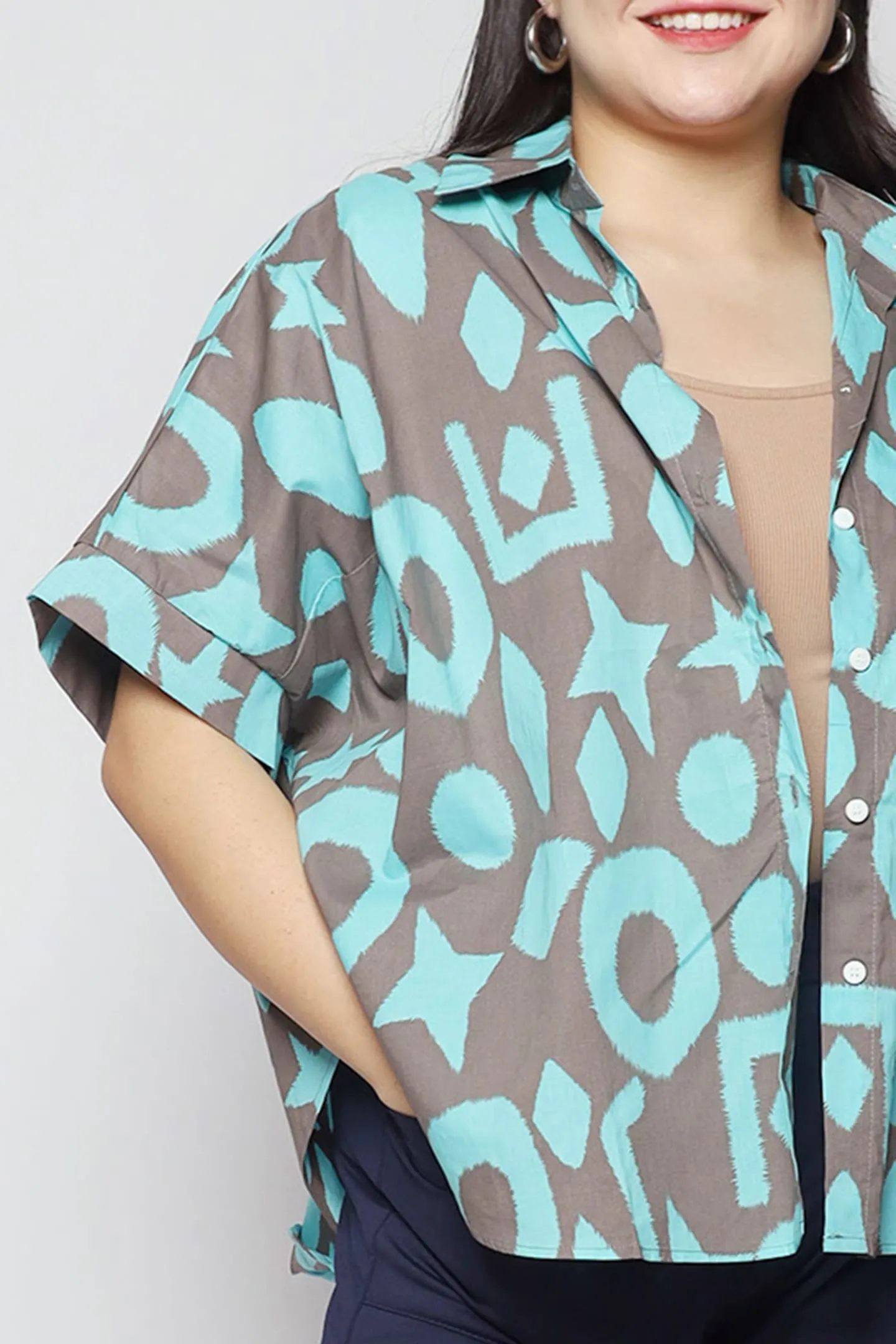 Kasey Top in Grey Geometric