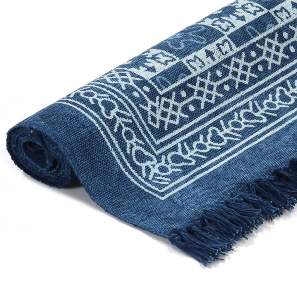 Kilim Rug Cotton 160x230 cm with Pattern Blue