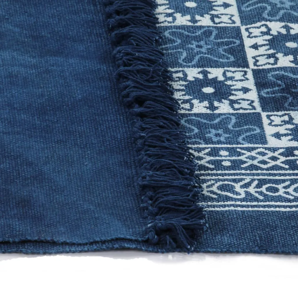 Kilim Rug Cotton 160x230 cm with Pattern Blue