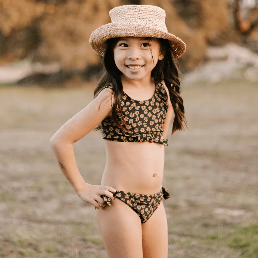 Knotted Bikini - Black Floral
