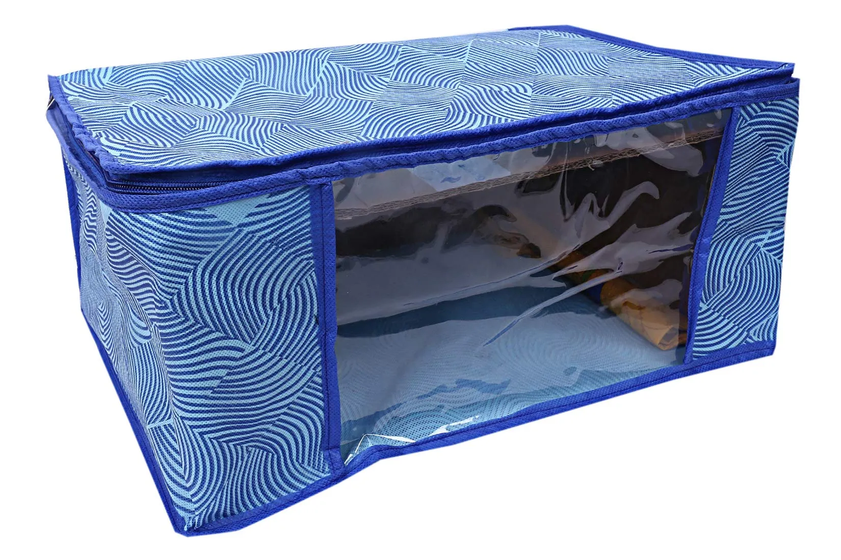 Kuber Industries Leheriya Design 5 Piece Non Woven Saree Cover, Large, Royal Blue - CTKTC15201