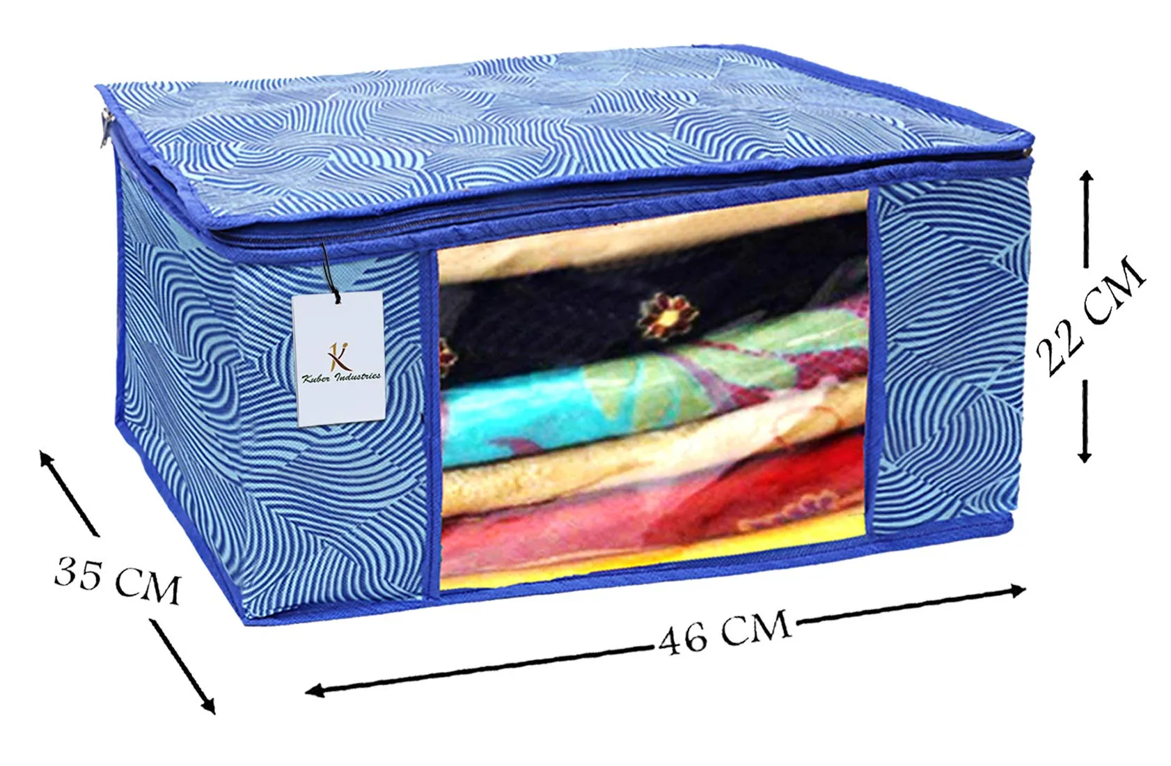 Kuber Industries Leheriya Design 5 Piece Non Woven Saree Cover, Large, Royal Blue - CTKTC15201