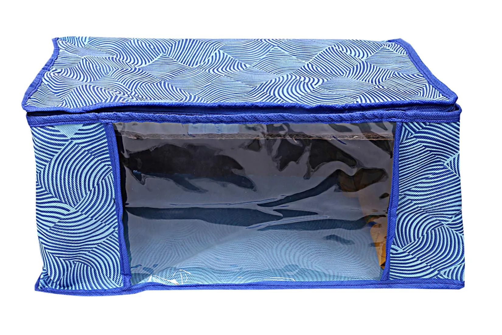 Kuber Industries Leheriya Design 5 Piece Non Woven Saree Cover, Large, Royal Blue - CTKTC15201