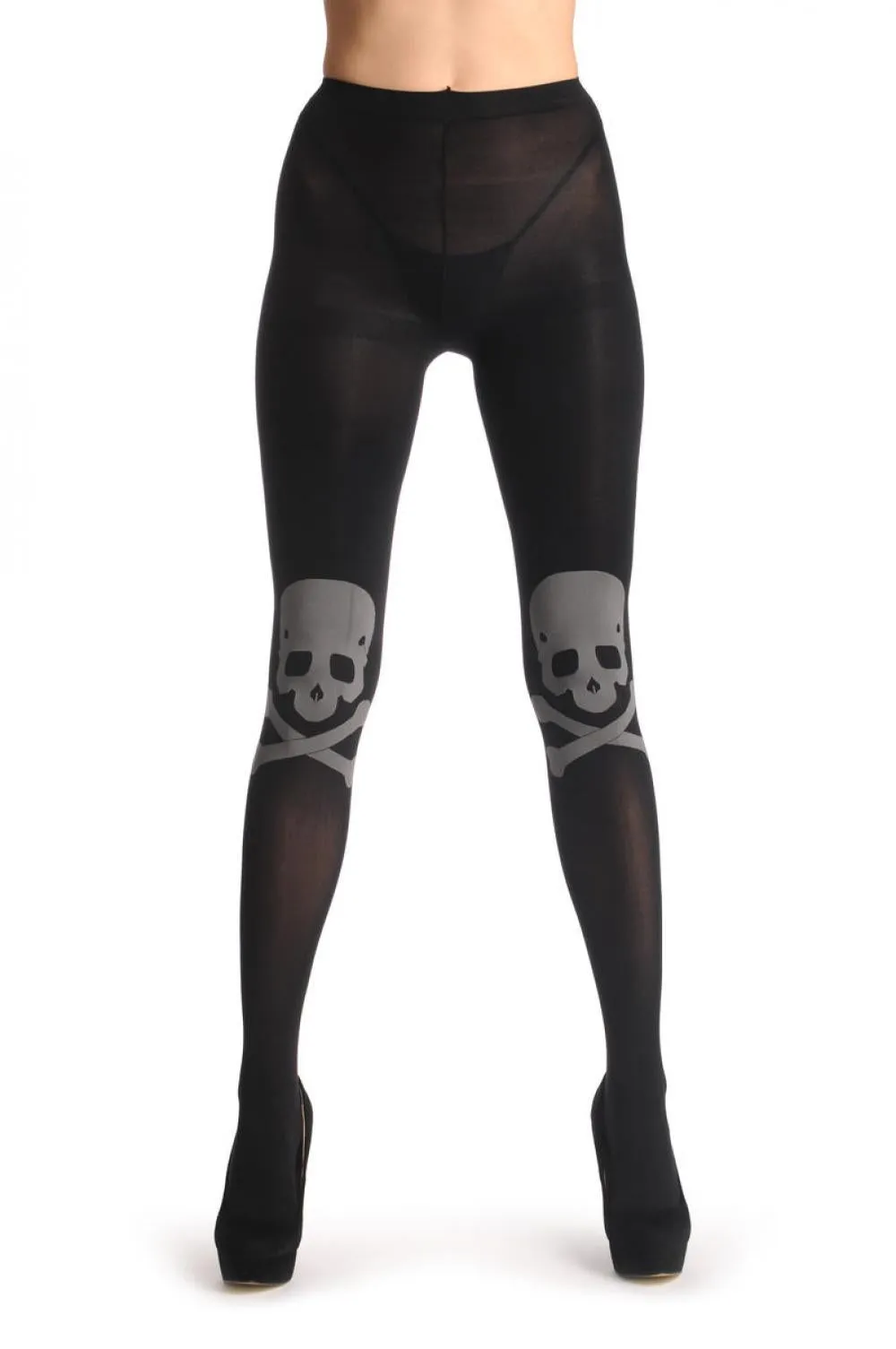 Large Grey Woven Skull & Crossbones On Black