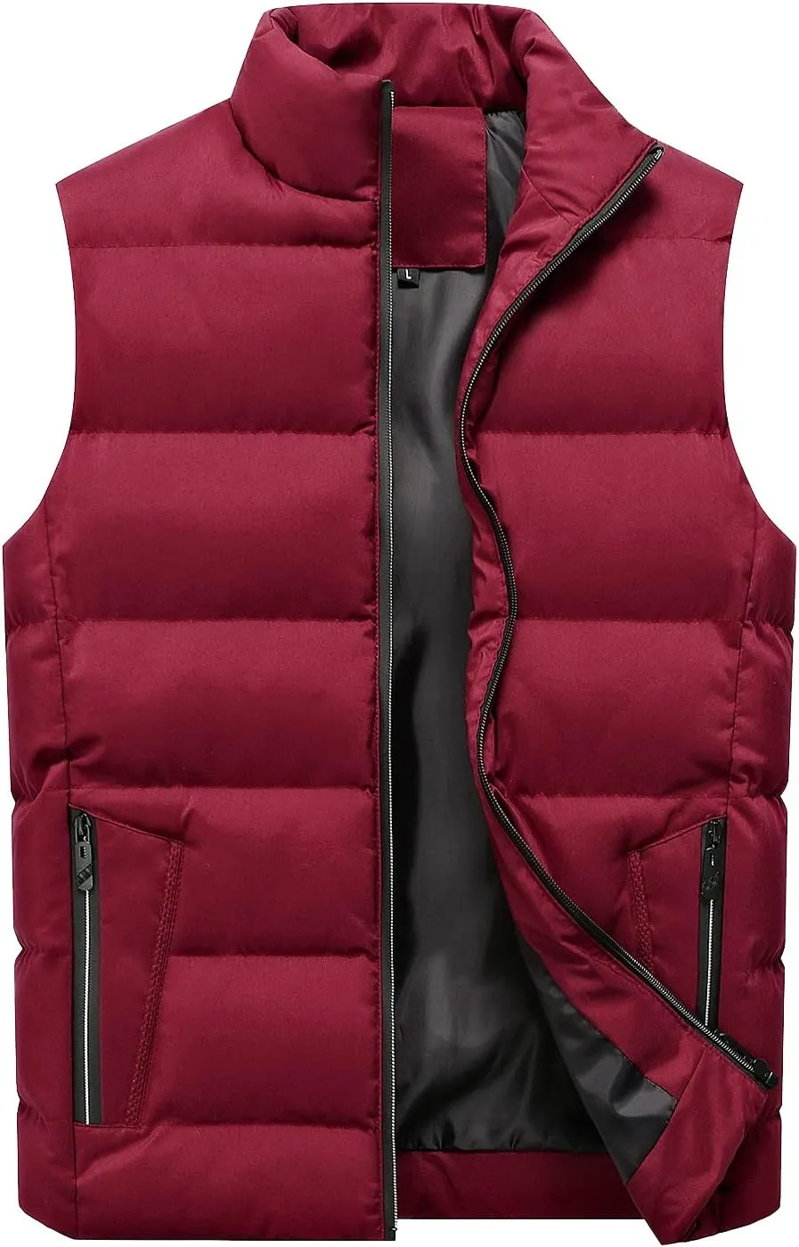 Locachy Men's Outdoor Casual Full Zipper Stand Collar Padded Vest Coats Sleeveless Jacket