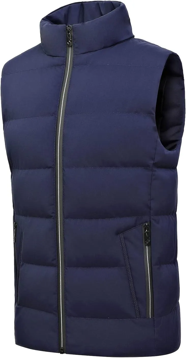 Locachy Men's Outdoor Casual Full Zipper Stand Collar Padded Vest Coats Sleeveless Jacket