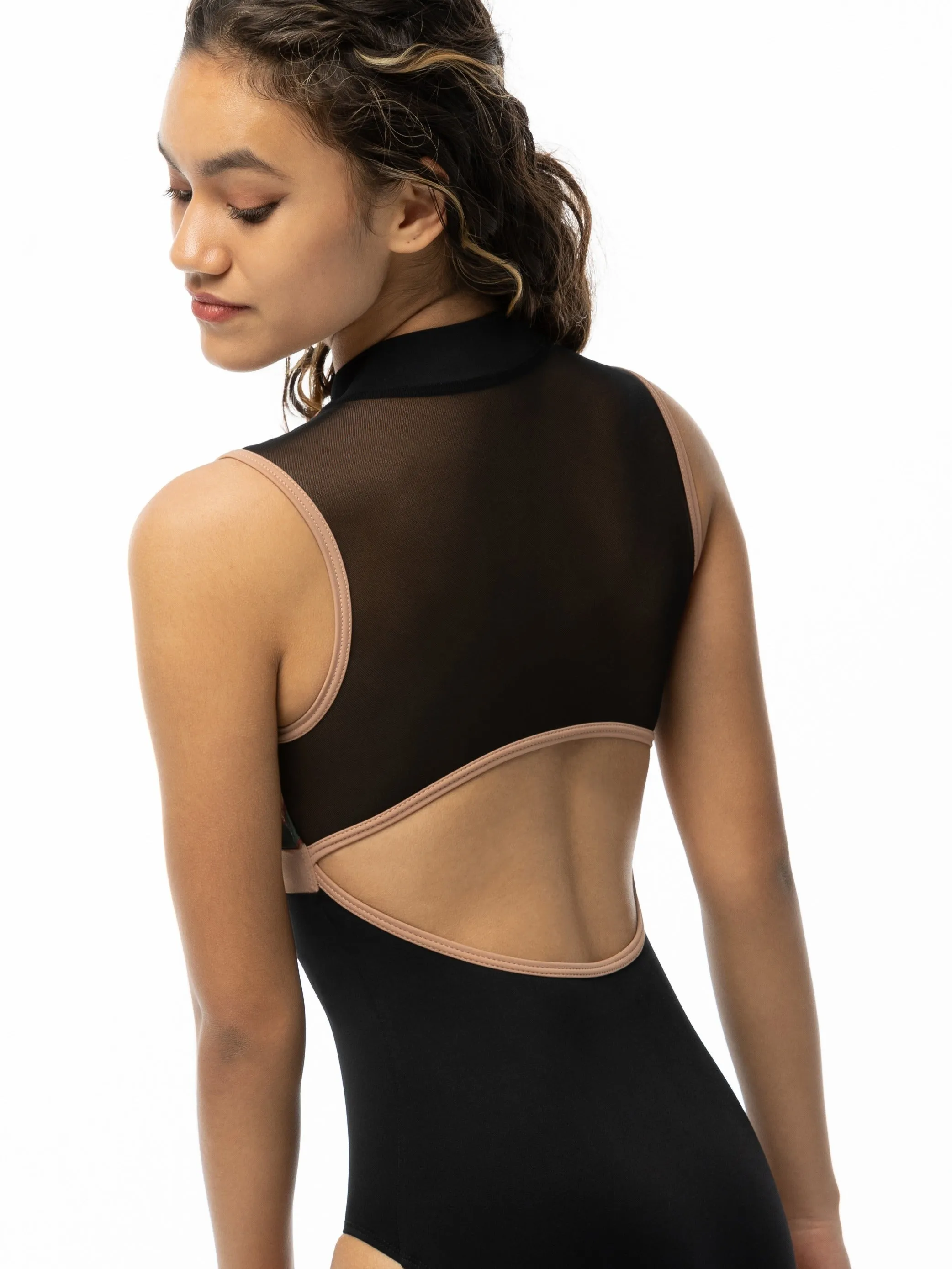 Lola Zip Front Mock Neck Leotard