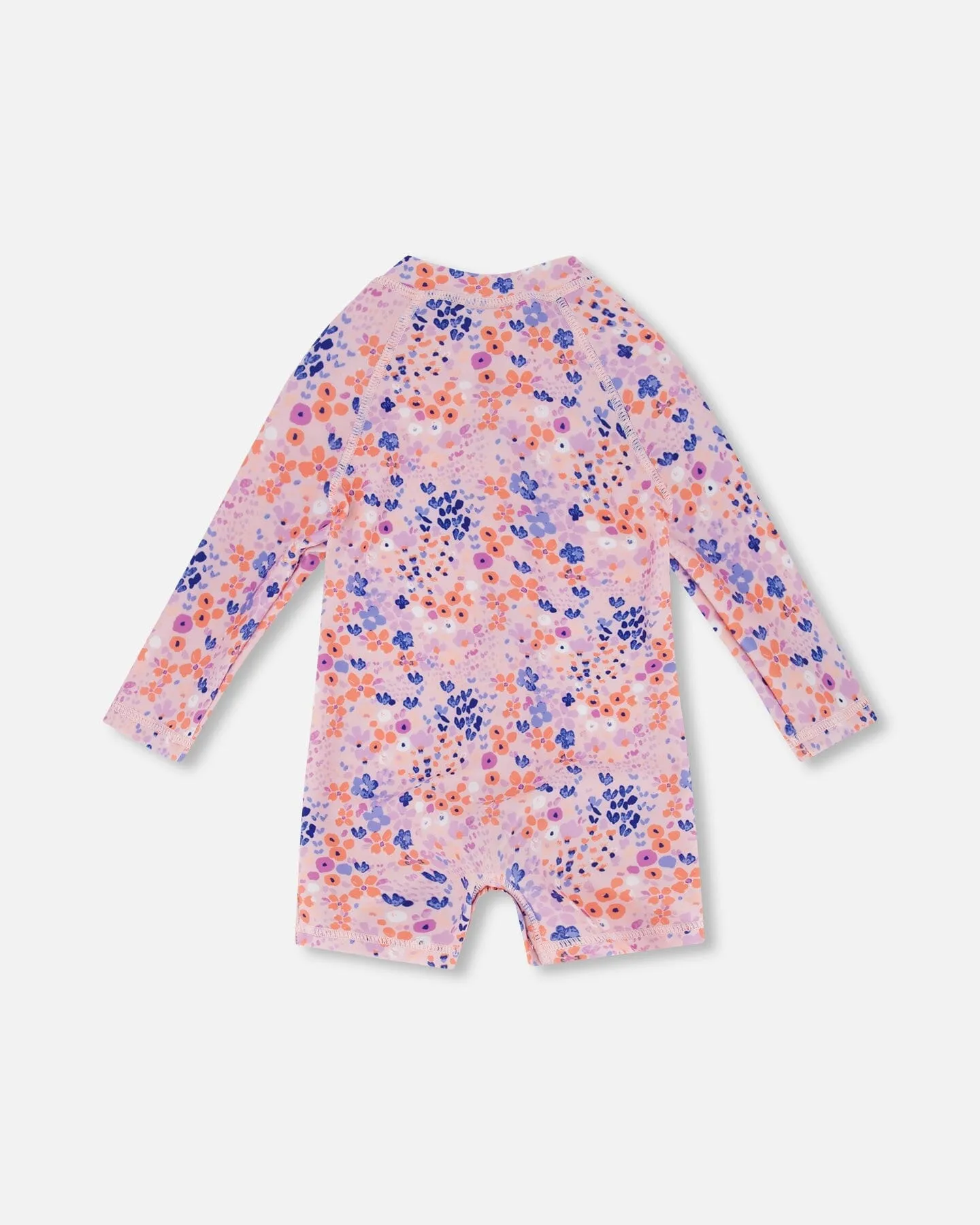 Long Sleeve One Piece Rashguard Lavender Printed Fields Flowers
