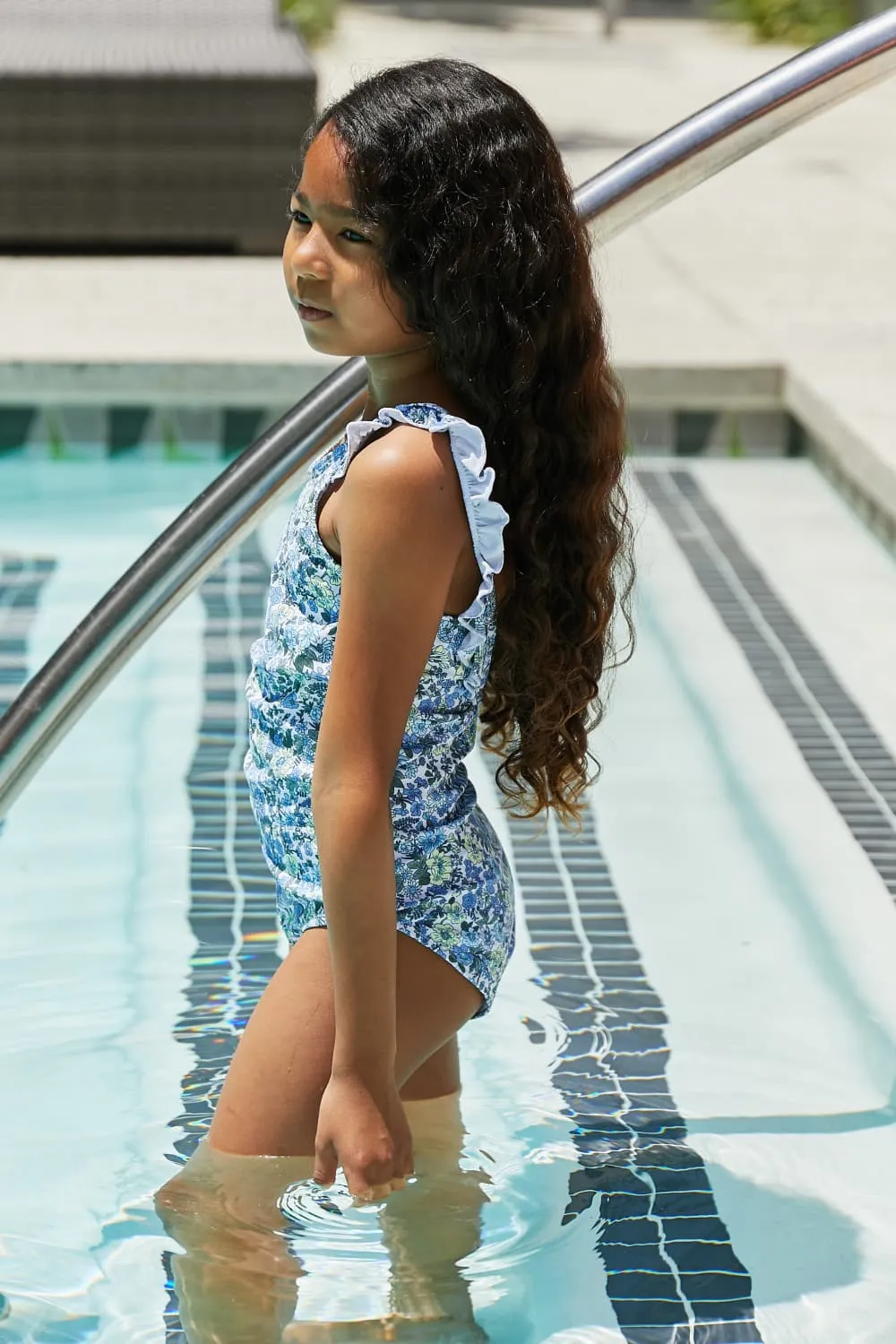 Marina West Swim Salty Air Mommy & Me Puff Sleeve One-Piece in Blue