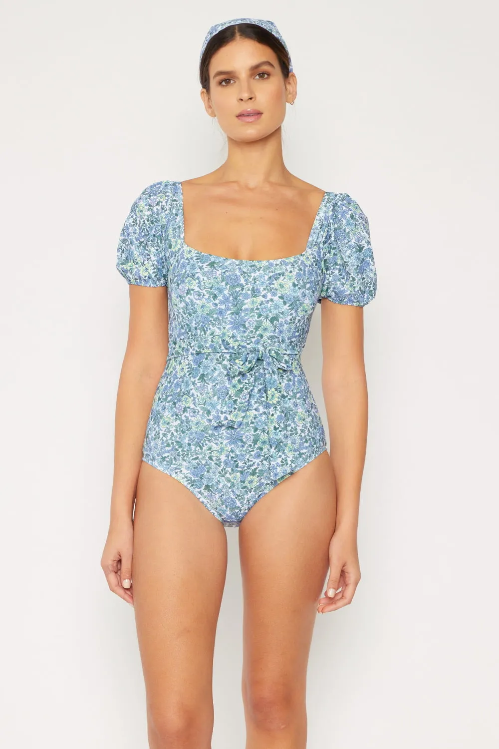 Marina West Swim Salty Air Mommy & Me Puff Sleeve One-Piece in Blue