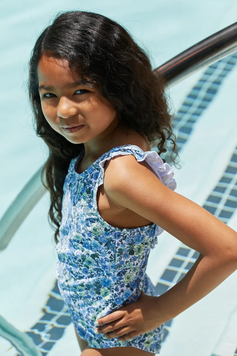Marina West Swim Salty Air Mommy & Me Puff Sleeve One-Piece in Blue