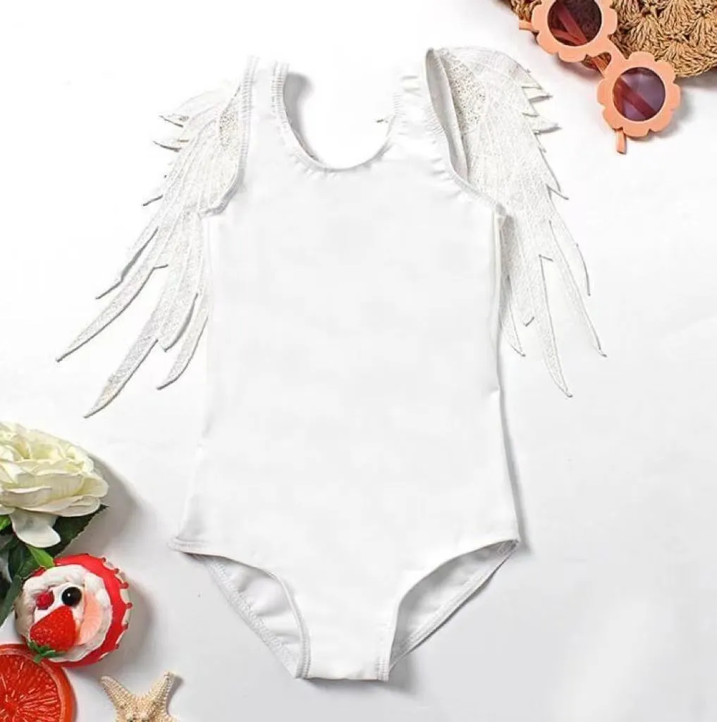 Matching Mother Daughter Angel Wings Swimsuit - White