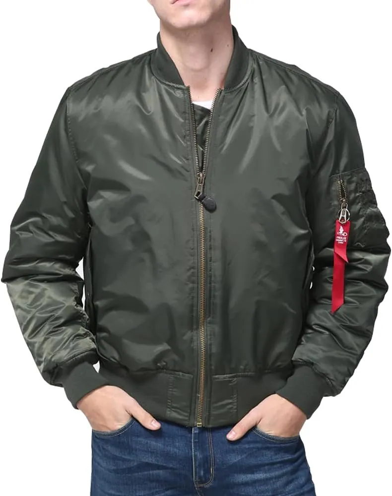 Men's Winter Padded Water-Resistant MA-1 Nylon Bomber Flight Jacket Coat