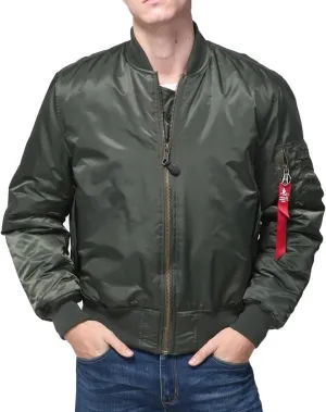 Men's Winter Padded Water-Resistant MA-1 Nylon Bomber Flight Jacket Coat