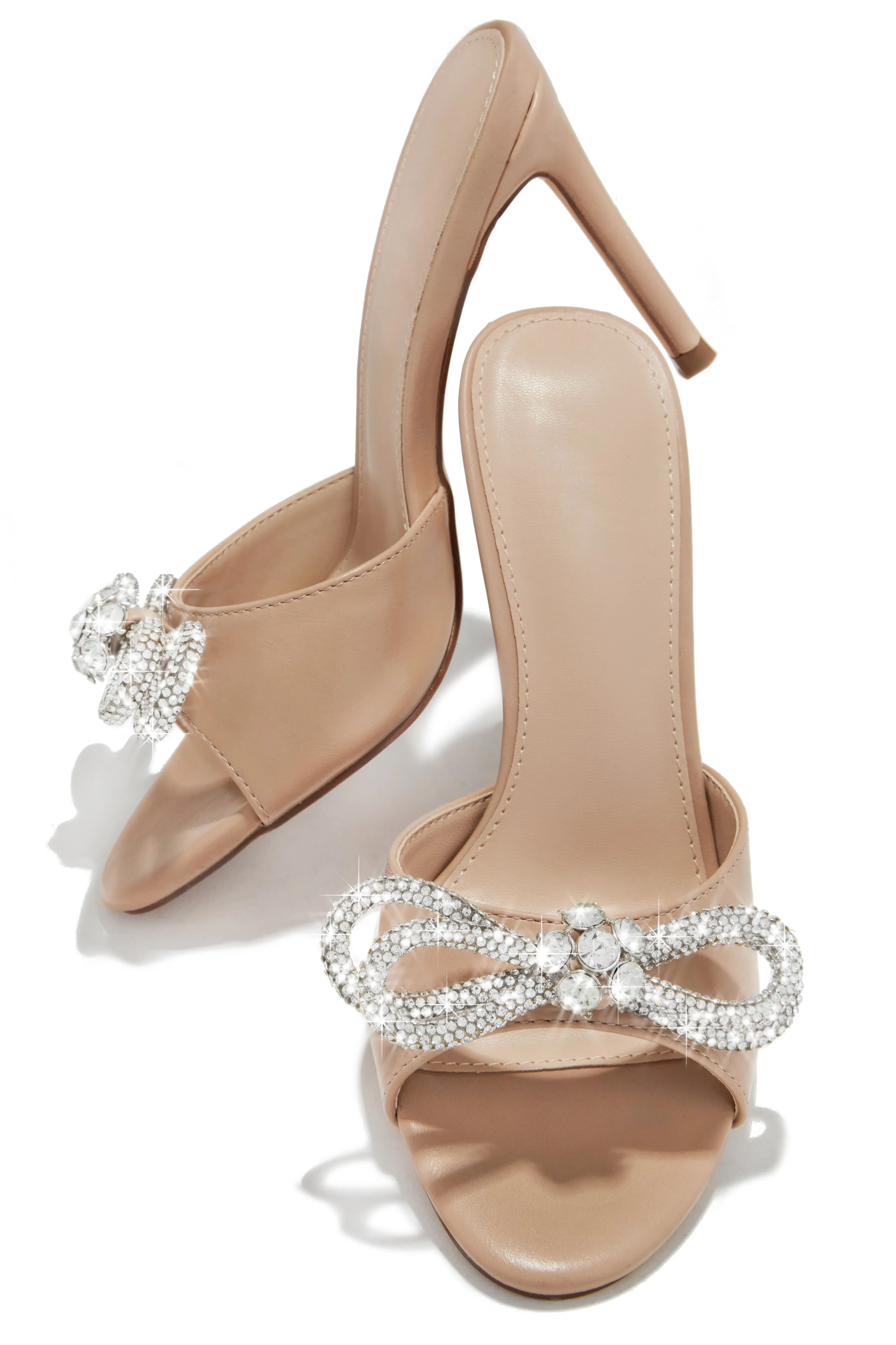 Mishelle Embellished Mule Heels - Nude