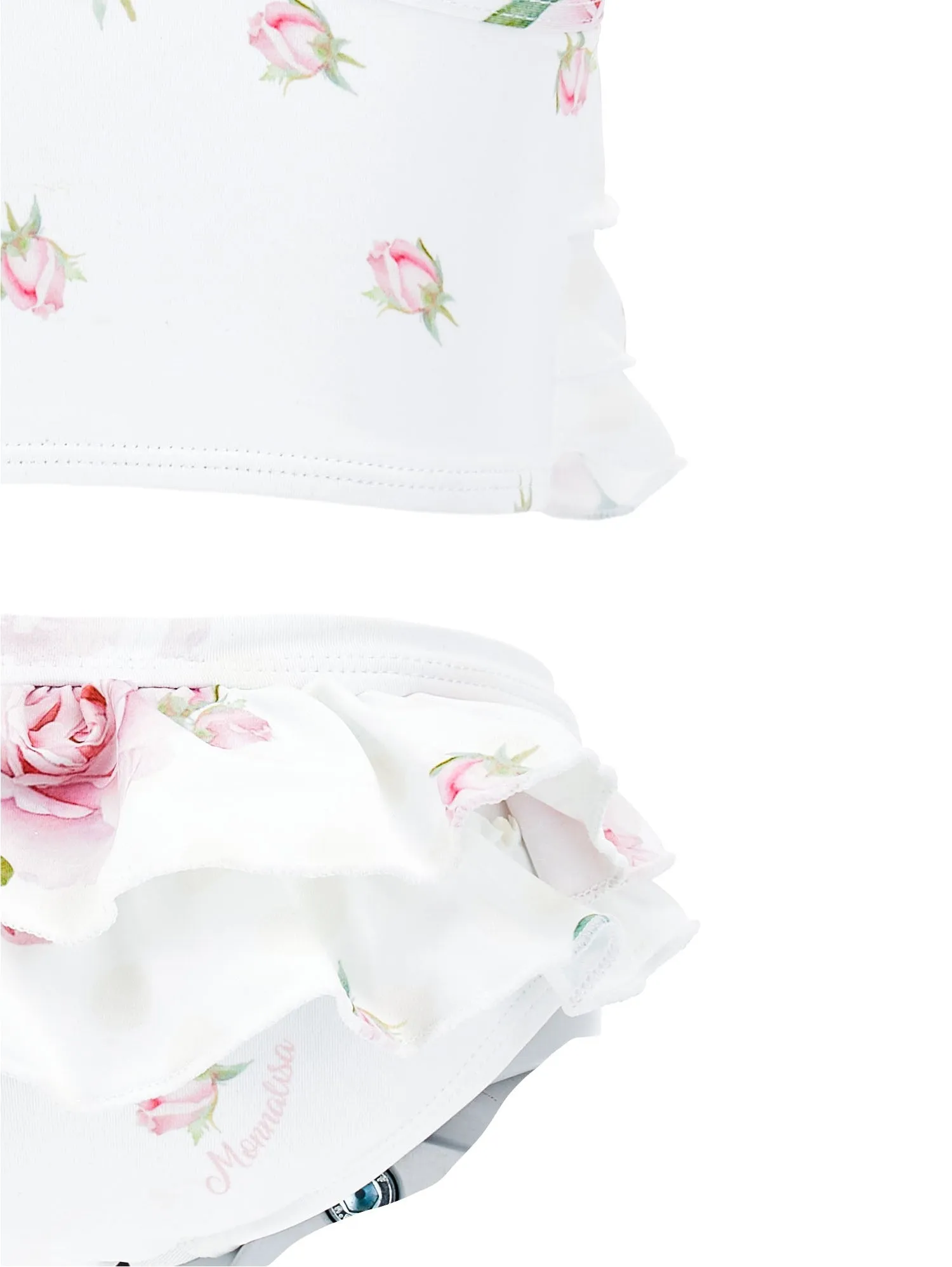 ML White Roses Ruffle Bikini