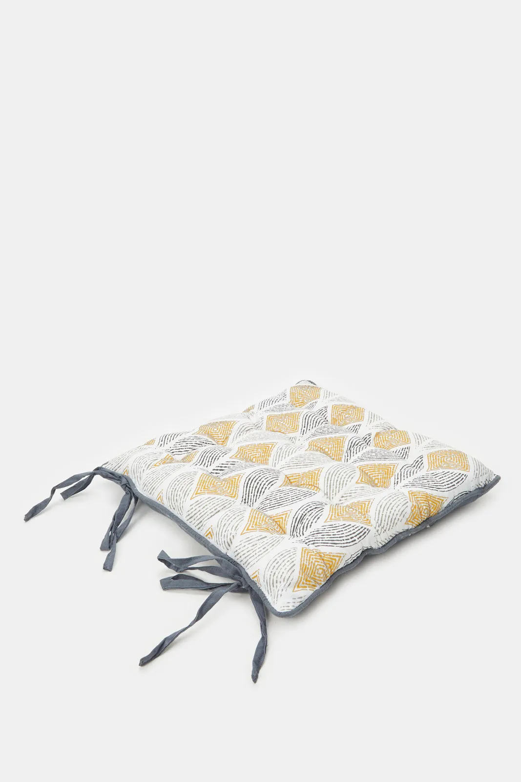 Navy Geometric Printed Chair Pad