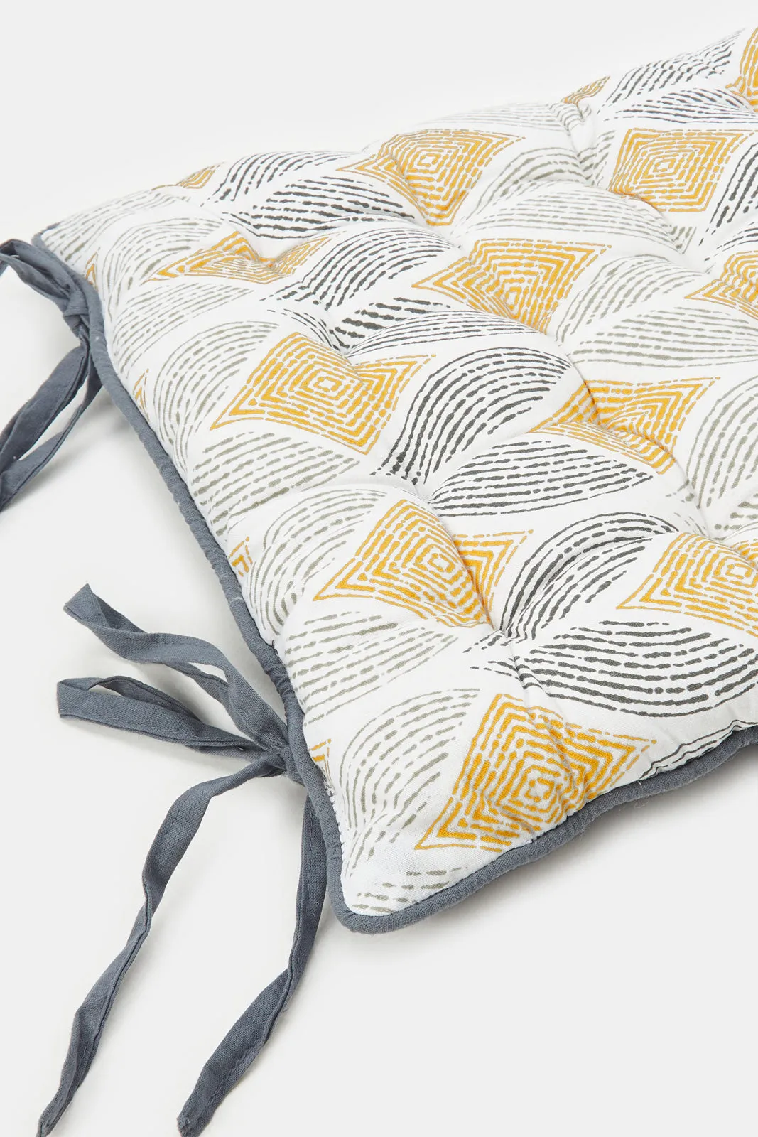 Navy Geometric Printed Chair Pad