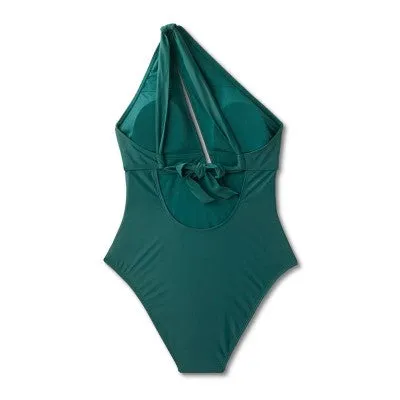 New - Shade & Shore Women's Plunge Asymmetrical One Piece Swimsuit One Shoulder