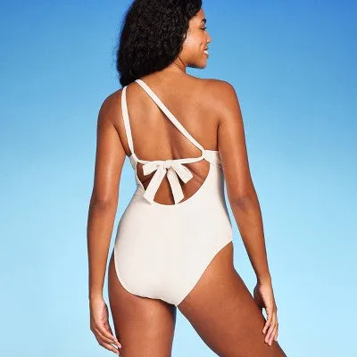 New - Shade & Shore Women's Plunge Asymmetrical One Piece Swimsuit One Shoulder