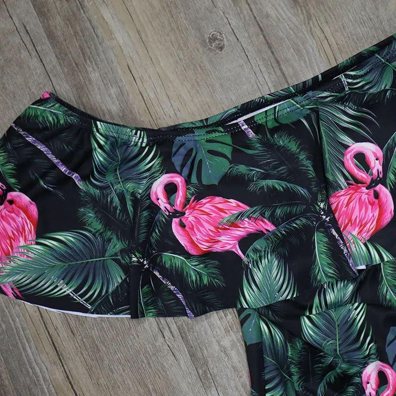 Off Shoulder Printed One Piece Swimsuit