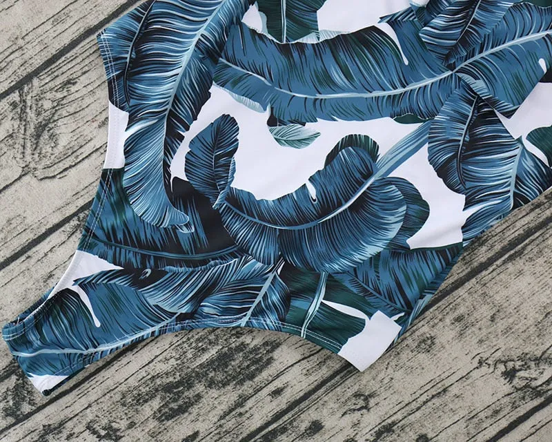 Off Shoulder Printed One Piece Swimsuit