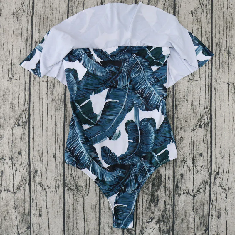Off Shoulder Printed One Piece Swimsuit