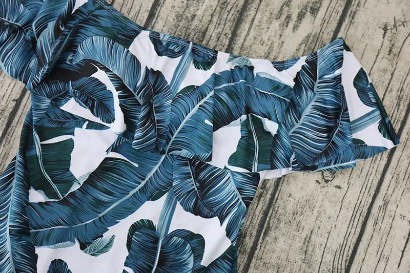 Off Shoulder Printed One Piece Swimsuit