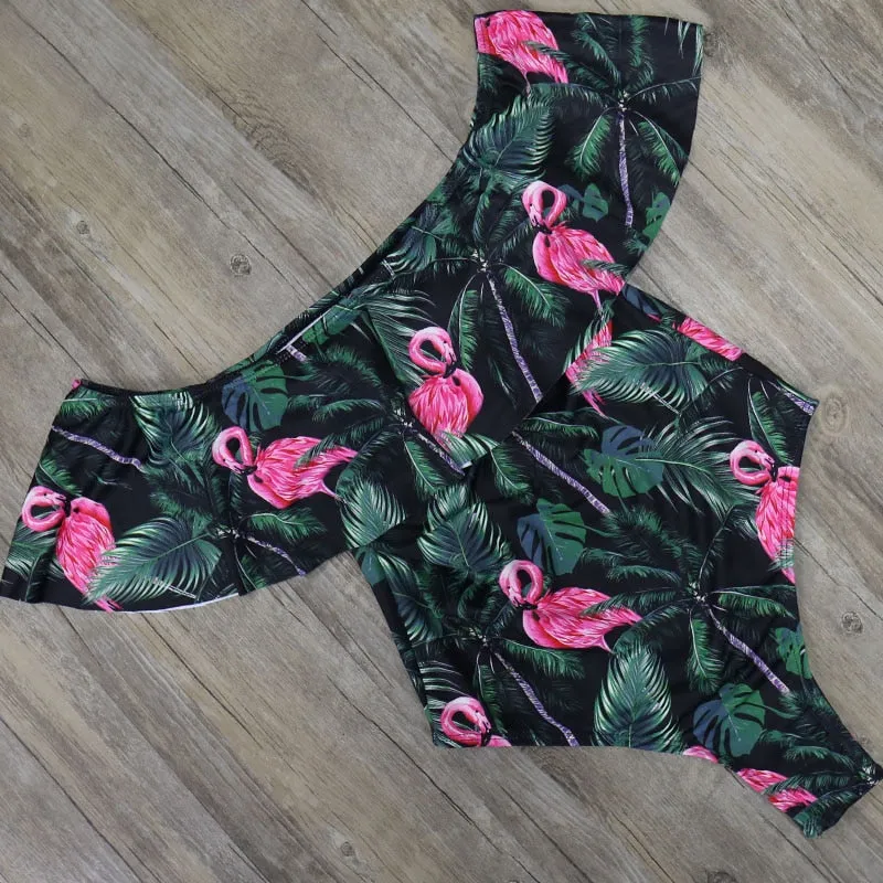 Off Shoulder Printed One Piece Swimsuit