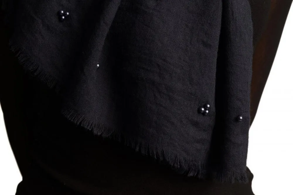 Oxford Blue Beaded Crinkled Scarf