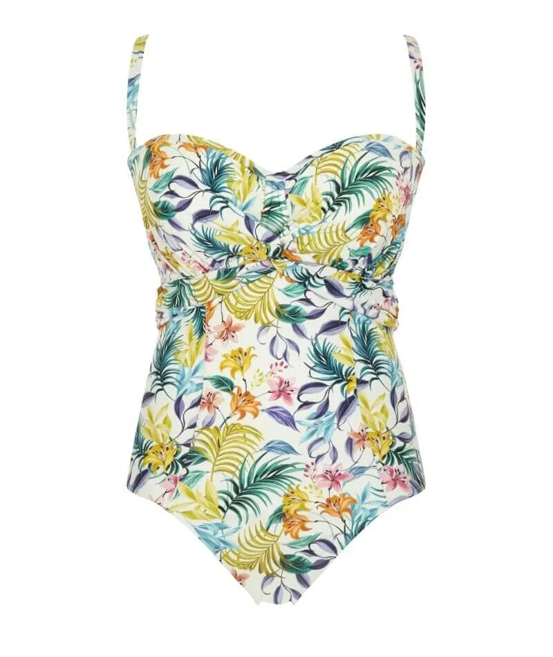 Panache Swimwear Botanical Padded Bandeau One Piece Swimsuit - Floral